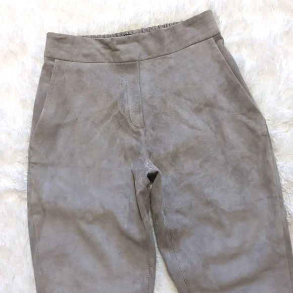 Zinga Lamb Leather Grey Suede Noah Boyfriend Pants Size 38/8 - Picture 5 of 15